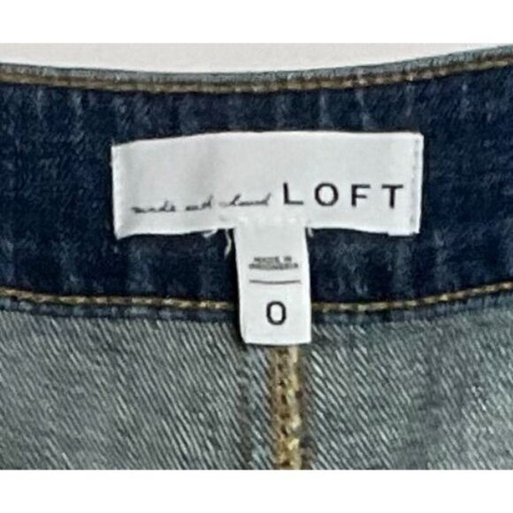 LOFT Button-front, Denim Skirt, size 0, Pockets, Stretch - Picture 7 of 9